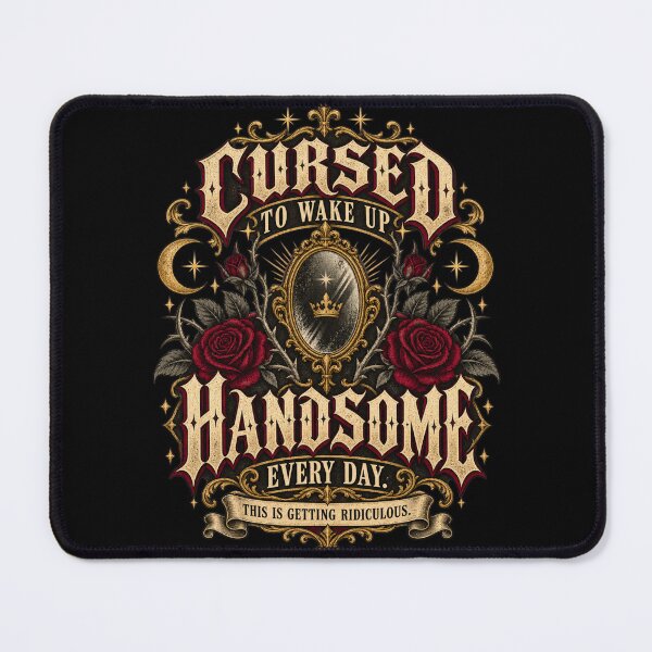 Item preview, Cursed To Wake Up Handsome Every Day - Dark Gothic Humor designed and sold by BumbleBloom7.