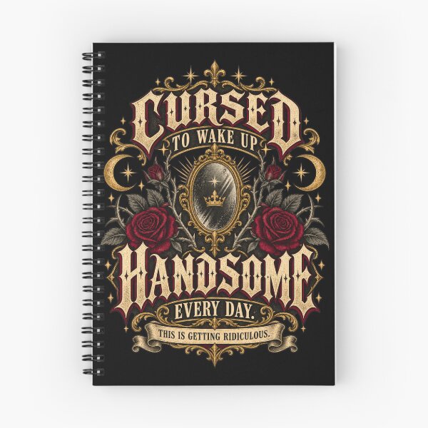 Item preview, Cursed To Wake Up Handsome Every Day - Dark Gothic Humor designed and sold by BumbleBloom7.