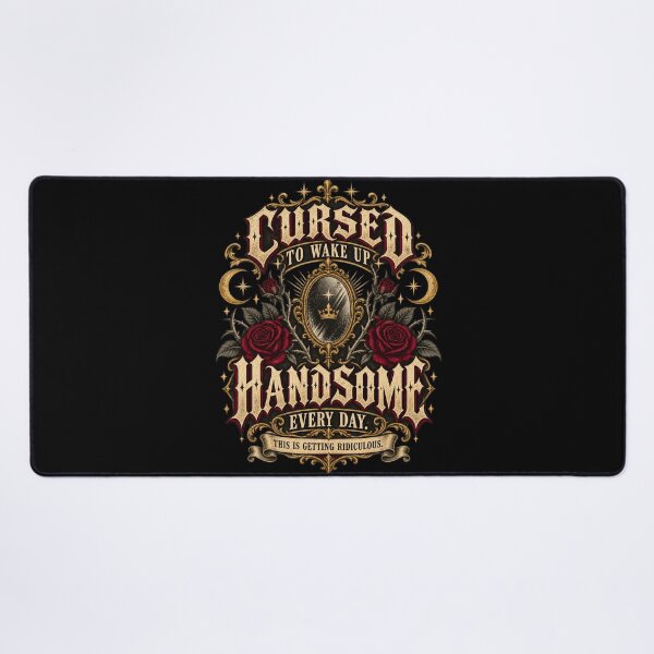 Item preview, Cursed To Wake Up Handsome Every Day - Dark Gothic Humor designed and sold by BumbleBloom7.