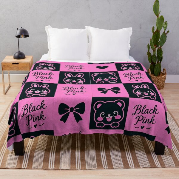 Item preview, Cute Black & Pink Kawaii Bear and Bunny Checkerboard Pattern designed and sold by IMuDesigner.