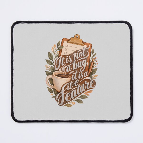 Item preview, Coffee and Clipboard It Is Not a Bug Typography designed and sold by hattie's.