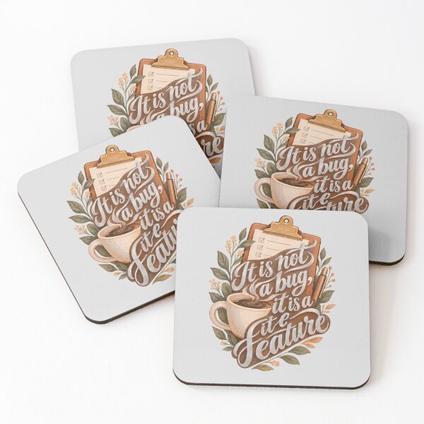 Item preview, Coffee and Clipboard It Is Not a Bug Typography designed and sold by hattie's.