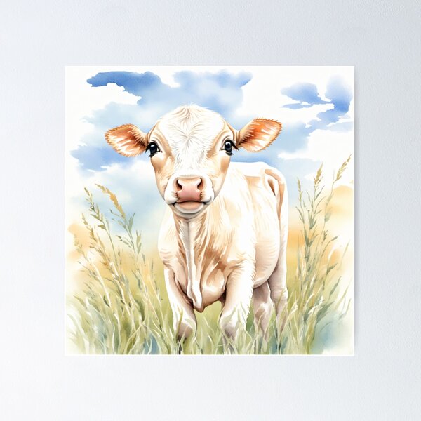 Item preview, Cute Watercolor Calf in Meadow Grass designed and sold by Hackl20.