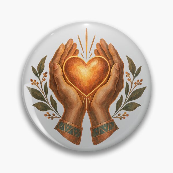 Item preview, Hands Holding a Glowing Orange Heart designed and sold by hattie's.