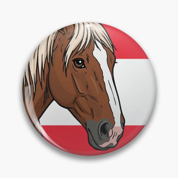 Item preview, The head of the Abtenauer horse in front of the Austrian flag designed and sold by Cheval-de-coeur.