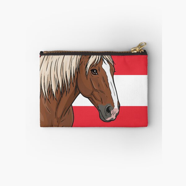 Item preview, The head of the Abtenauer horse in front of the Austrian flag designed and sold by Cheval-de-coeur.
