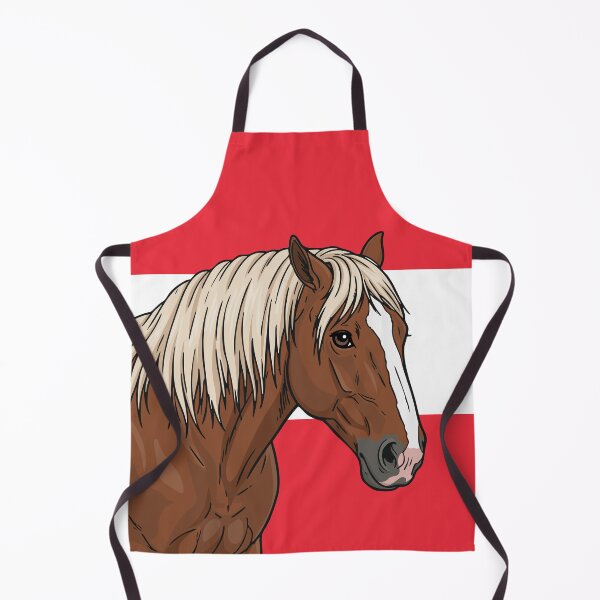 Item preview, The head of the Abtenauer horse in front of the Austrian flag designed and sold by Cheval-de-coeur.