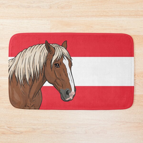 Item preview, The head of the Abtenauer horse in front of the Austrian flag designed and sold by Cheval-de-coeur.