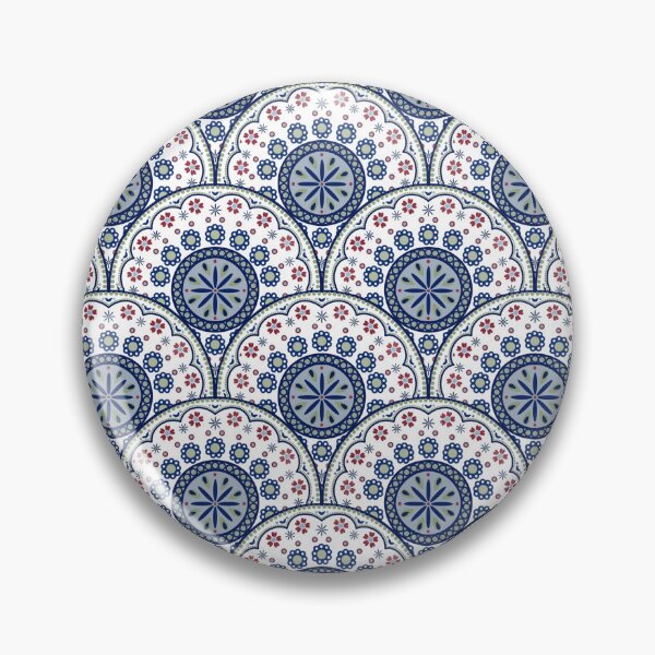 Item preview, Bohemian Blue Fan Mandala Tile  designed and sold by The Flying Bunny Studio.