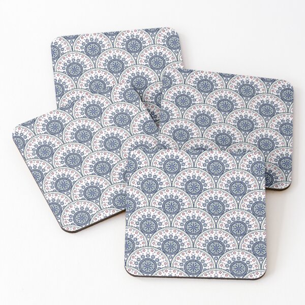 Item preview, Bohemian Blue Fan Mandala Tile  designed and sold by The Flying Bunny Studio.