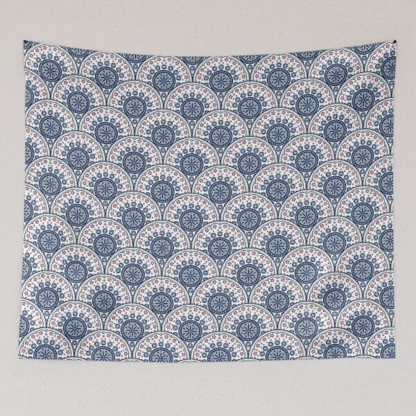 Item preview, Bohemian Blue Fan Mandala Tile  designed and sold by The Flying Bunny Studio.