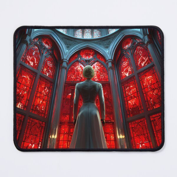 Item preview, Elegant Woman in Red Illuminated Cathedral Setting designed and sold by Artessie.