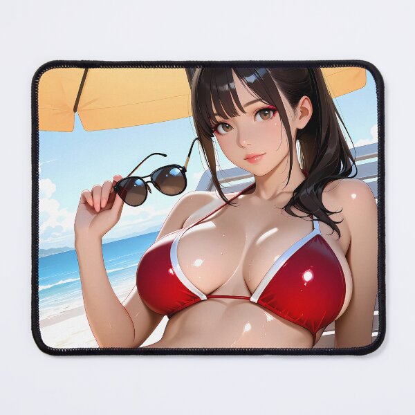 Item preview, Anime beach girl in red bikini soaking sun designed and sold by BorgSpareParts.