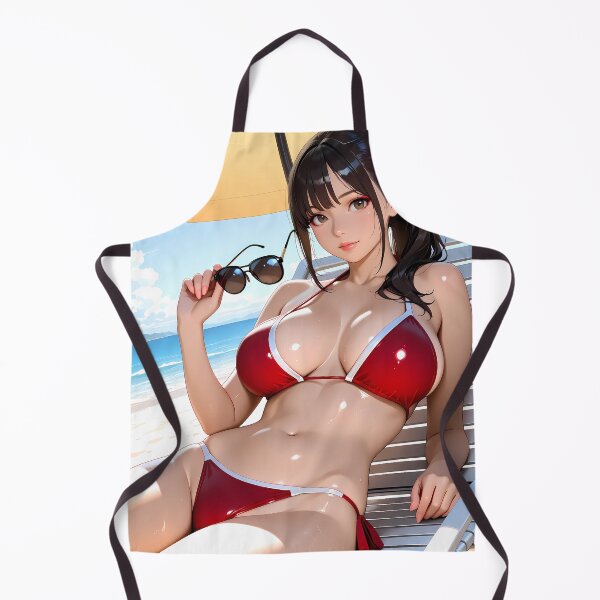 Item preview, Anime beach girl in red bikini soaking sun designed and sold by BorgSpareParts.