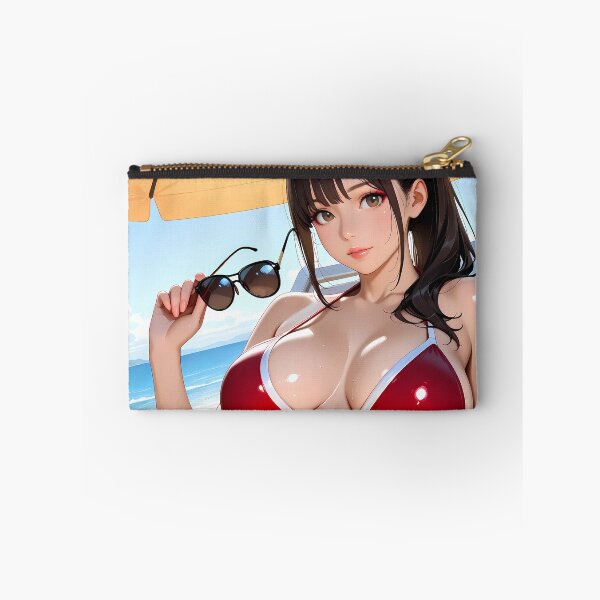 Item preview, Anime beach girl in red bikini soaking sun designed and sold by BorgSpareParts.