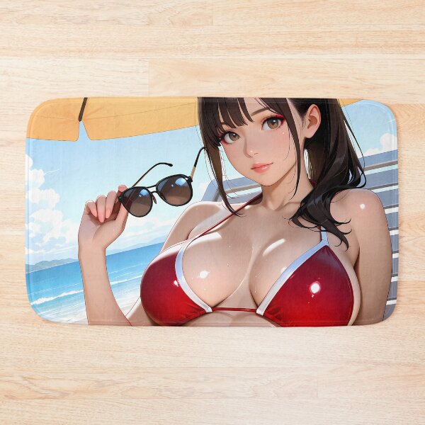 Item preview, Anime beach girl in red bikini soaking sun designed and sold by BorgSpareParts.