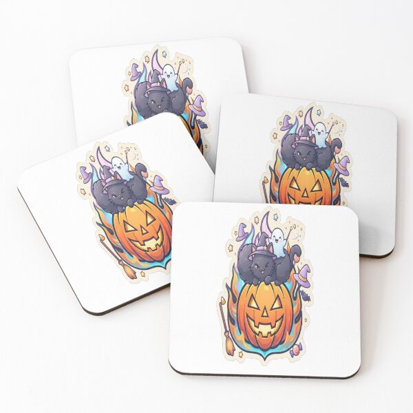 Item preview, Cohesive Cute Halloween Ghost and Cat Die-Cut Sticker Vector Design designed and sold by Yaqon.