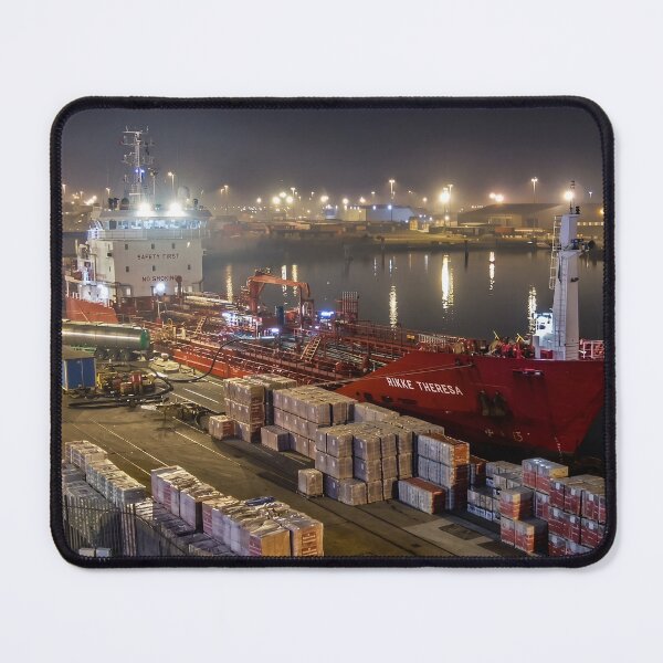 Item preview, Rikke Theresa Cargo Ship at Port of Hull Night Photography designed and sold by ArtworkNorth.