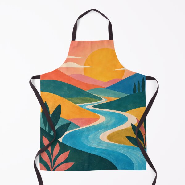 Item preview, Bright Geometric Sunrise Over a Winding River designed and sold by Jaani-T.