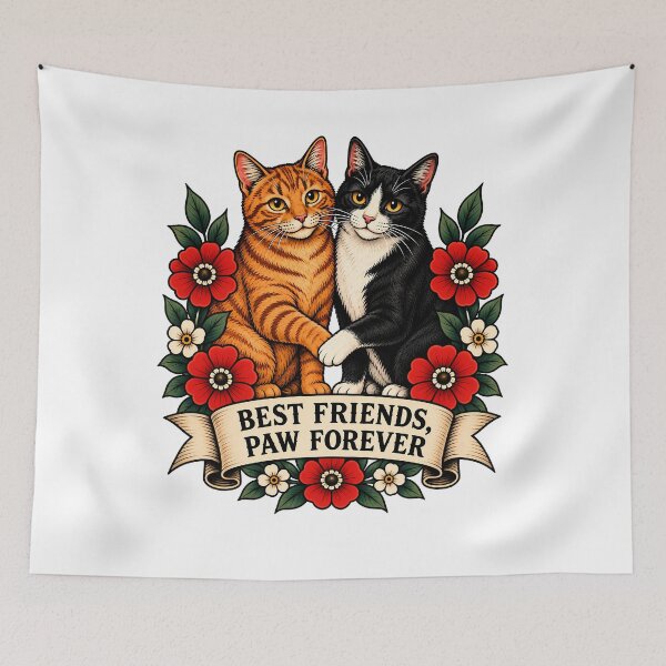 Item preview, Best Friends Paw Forever Cats Art designed and sold by Old's Cool Cat Studio.