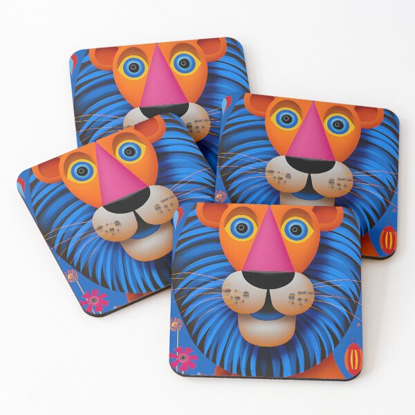 Item preview, Retrato abstracto y vibrante de un león en colores llamativos. designed and sold by Artessie.