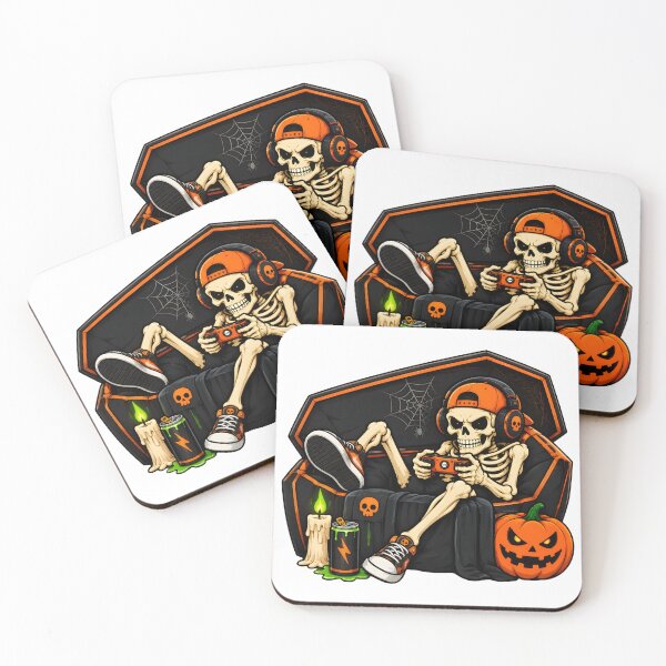 Item preview, Skeleton Gamer in Coffin Halloween Art designed and sold by OlyvieArt.