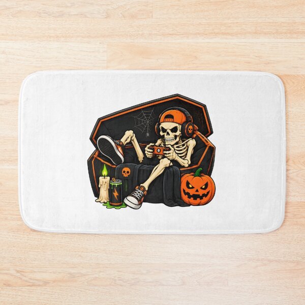 Item preview, Skeleton Gamer in Coffin Halloween Art designed and sold by OlyvieArt.