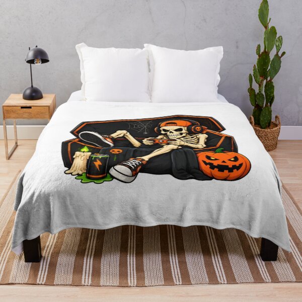 Item preview, Skeleton Gamer in Coffin Halloween Art designed and sold by OlyvieArt.