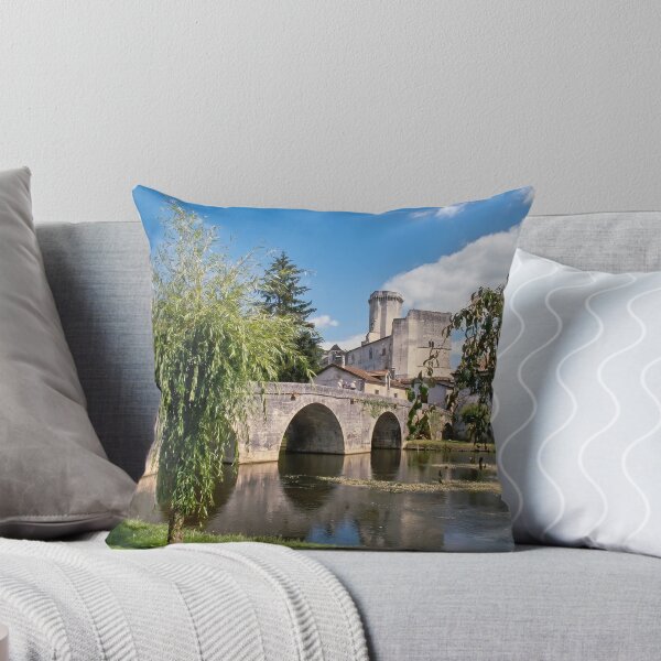 Item preview, Château de Bourdeilles and Stone Bridge over Dronne River, France designed and sold by ArtworkNorth.