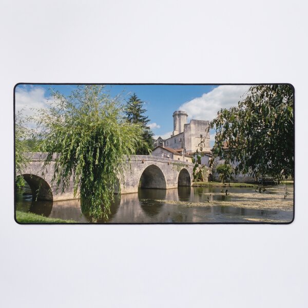 Item preview, Château de Bourdeilles and Stone Bridge over Dronne River, France designed and sold by ArtworkNorth.