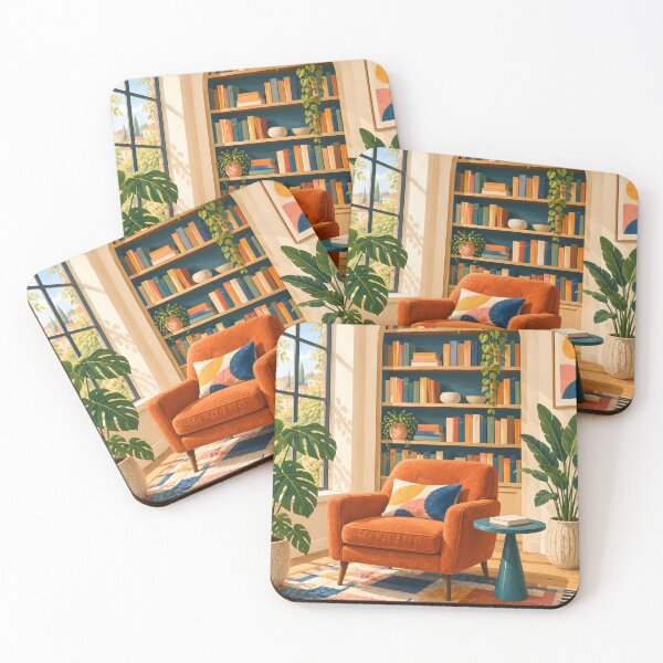 Item preview, Bright Maximalist Reading Nook with Orange Armchair designed and sold by Jaani-T.
