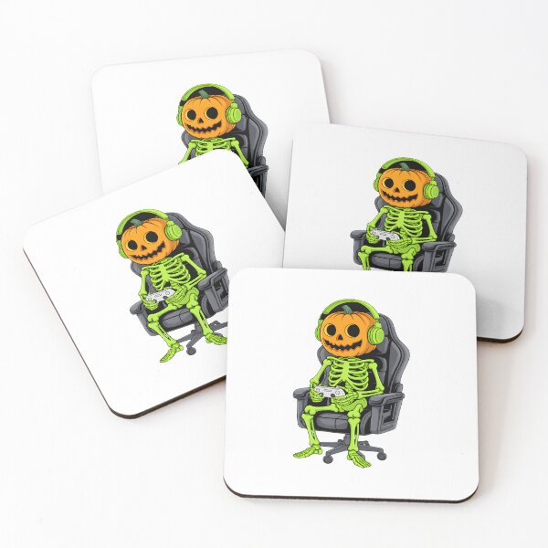 Item preview, Skeleton Gamer Jack O Lantern Headphones Gaming Chair Art designed and sold by OlyvieArt.