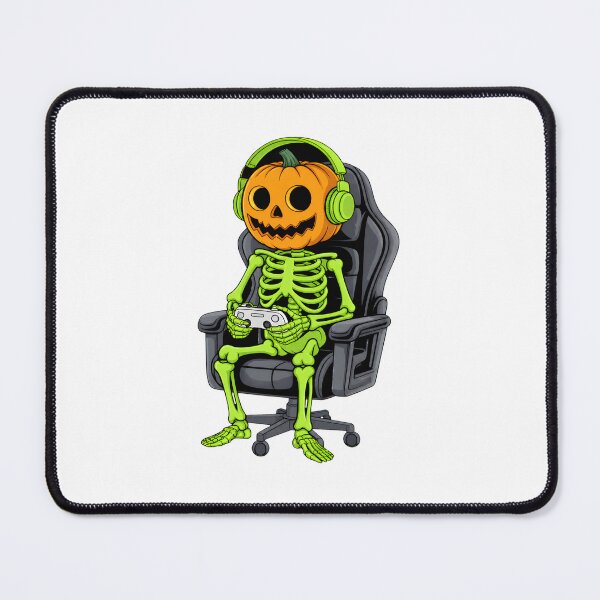 Item preview, Skeleton Gamer Jack O Lantern Headphones Gaming Chair Art designed and sold by OlyvieArt.