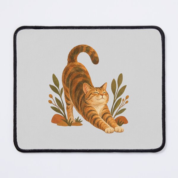 Item preview, Stretching Orange Tabby Cat with Botanical Foliage designed and sold by hattie's.