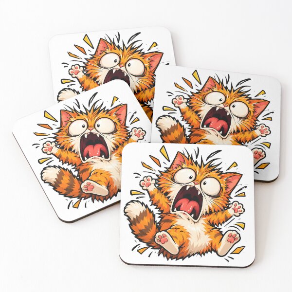 Item preview, Scared Fluffy Orange Cat Cartoon designed and sold by SnapStickerHub.