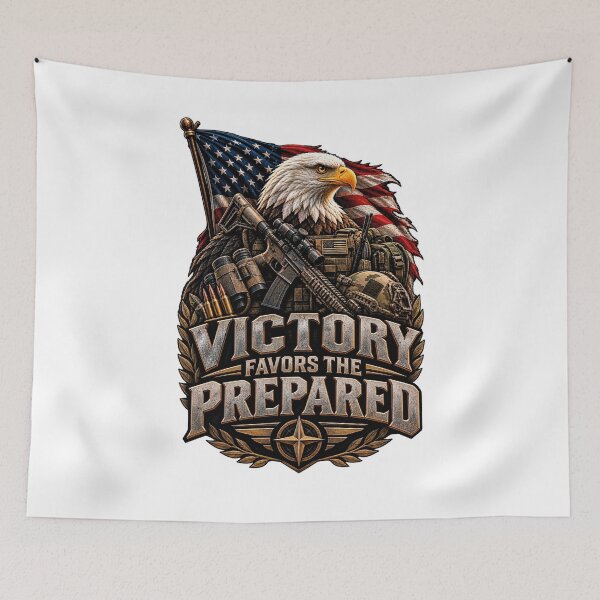 Item preview, Victory Favors The Prepared Patriotic Eagle Skull designed and sold by CrazySzoopWorld.