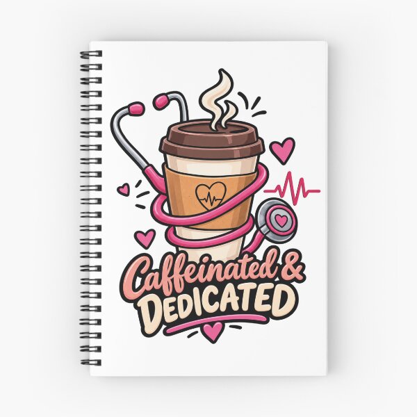 Item preview, Caffeinated And Dedicated Funny Nurse Coffee Stethoscope designed and sold by CrazySzoopWorld.