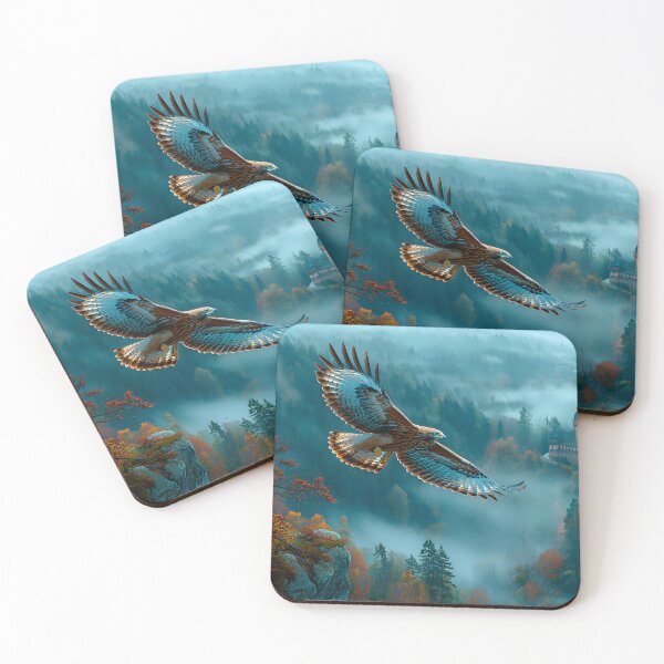 Item preview, Majestic Hawk Soaring Over Misty Castle Landscape designed and sold by Artessie.