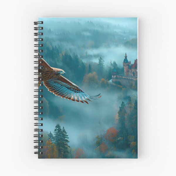 Item preview, Majestic Hawk Soaring Over Misty Castle Landscape designed and sold by Artessie.