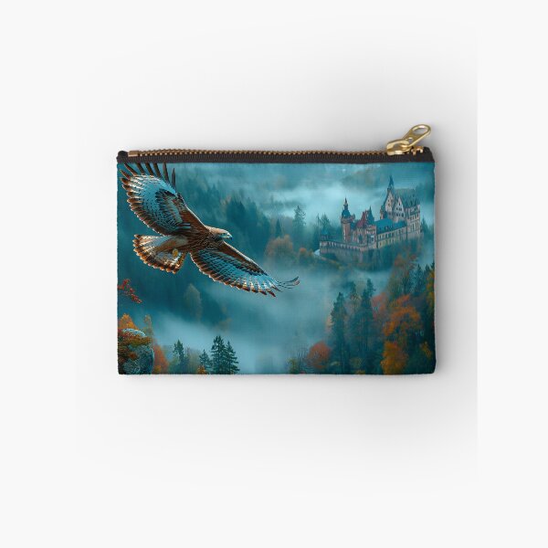 Item preview, Majestic Hawk Soaring Over Misty Castle Landscape designed and sold by Artessie.