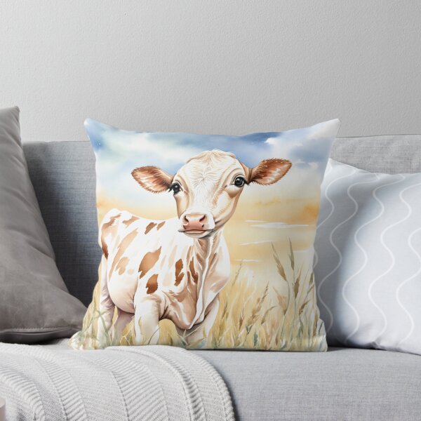 Aperçu de l'œuvre Adorable Veau Tacheté à l'Aquarelle dans l'Herbe créée et vendue par Hackl20.