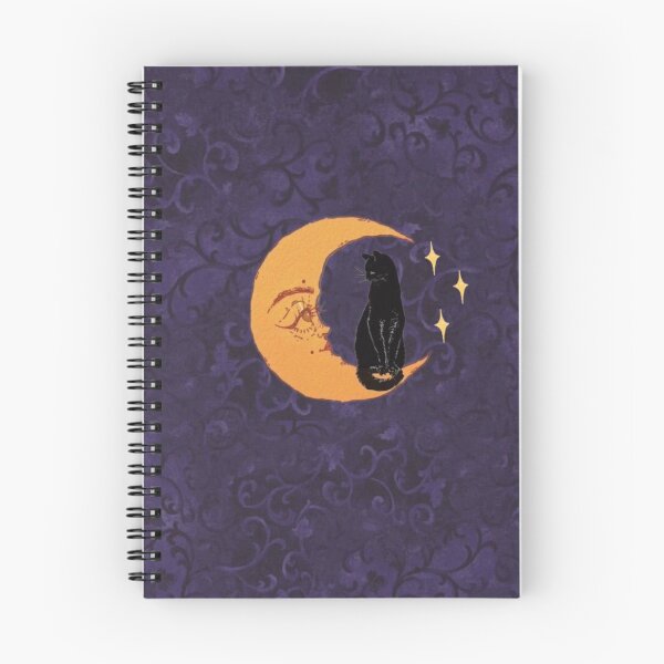 Item preview, 90s purple whimsigoth aesthetic black cat on moon designed and sold by BrontesWhimsyStore.