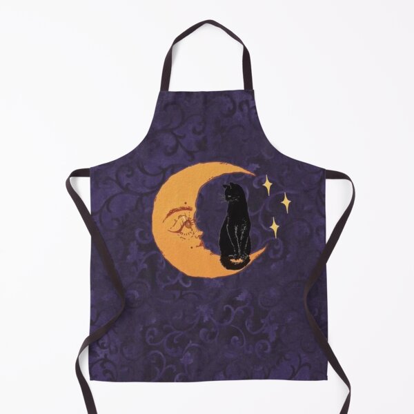 Item preview, 90s purple whimsigoth aesthetic black cat on moon designed and sold by BrontesWhimsyStore.