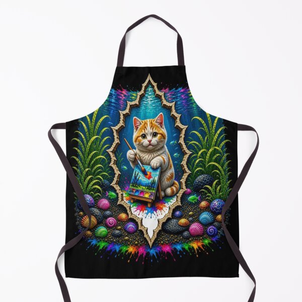 Item preview, Underwater Artist Cat - Cute Kitten Painting Masterpiece designed and sold by Breezes-of-Ida.