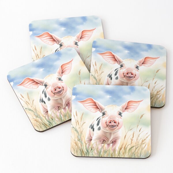 Item preview, Cute Watercolor Piglet in Meadow Grass designed and sold by Hackl20.