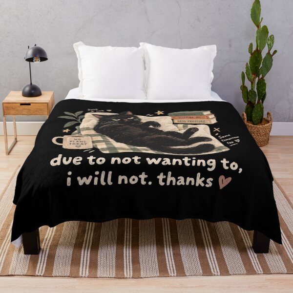 Item preview, Due To Not Wanting To I Will Not Thanks Cat Shirt, Funny Sarcastic Cat Tee, Introvert Humor Shirt, Cat Lover Gift designed and sold by Quiajia.