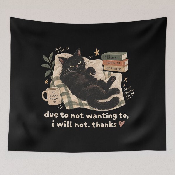 Item preview, Due To Not Wanting To I Will Not Thanks Cat Shirt, Funny Sarcastic Cat Tee, Introvert Humor Shirt, Cat Lover Gift designed and sold by Quiajia.