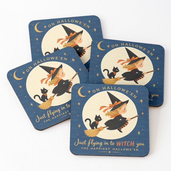 Item preview, Just Flying In – Cute Vintage Halloween Witch designed and sold by LuluLeb.