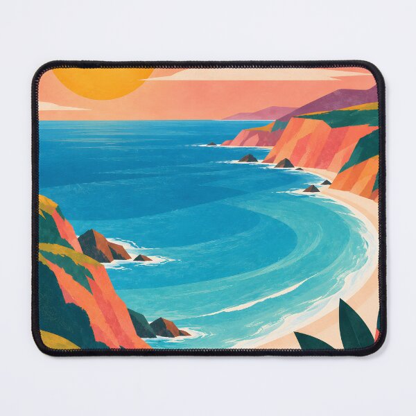 Item preview, Geometric Sunlit Coastal Bay and Coral Cliffs designed and sold by Jaani-T.