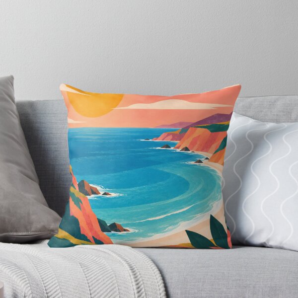 Item preview, Geometric Sunlit Coastal Bay and Coral Cliffs designed and sold by Jaani-T.